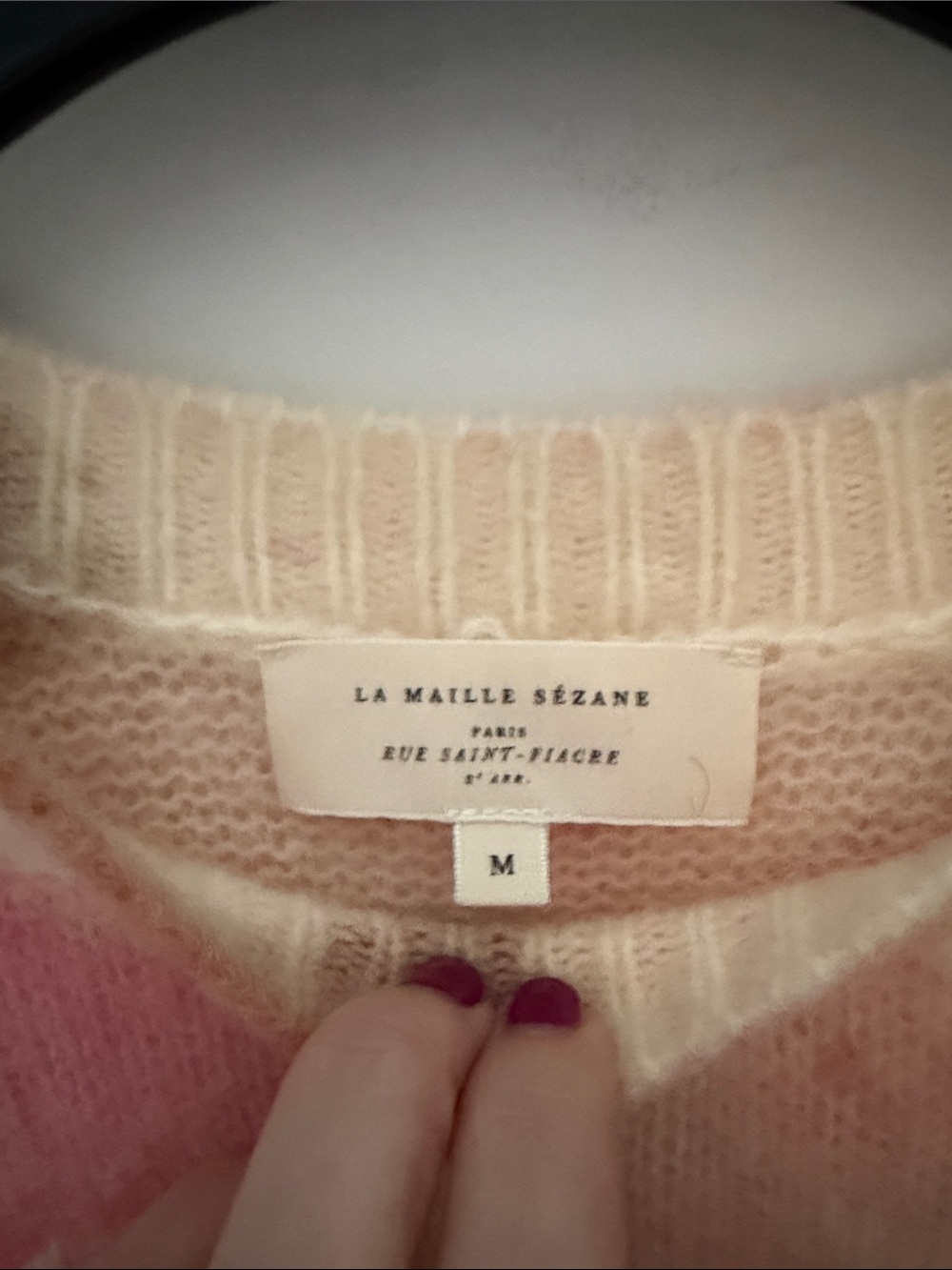 Sezane Cream Sweater with Pink and Tan Floral Print - size M - Picture 3 of 4